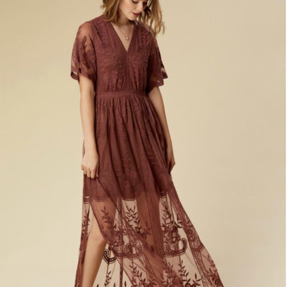 Altar'd State Burgundy Maxi Dress